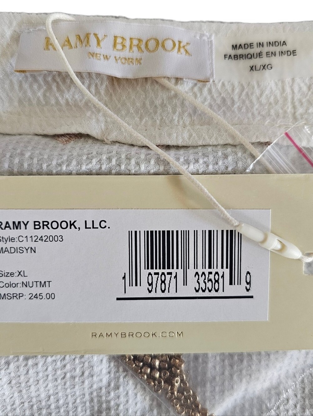 NWT Ramy Brook Madisyn Beaded Embroidered Boho Crop Top Coverup Xl MSRP $245 - Picture 8 of 8